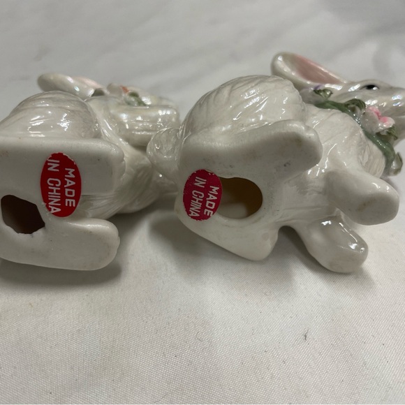 Ceramic Bunny Figurines (4) with Floral Accents 2” - Picture 13 of 14